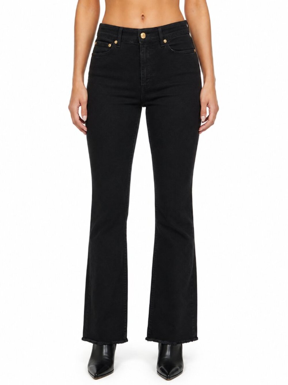 Tory Burch 100% Cotton Raw Hem Bootcut Jeans Black | Size 29
